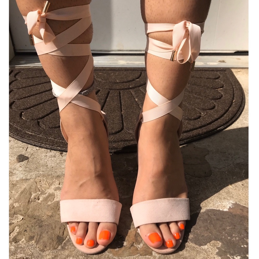 Forever 21 Pink Lace Up Heels